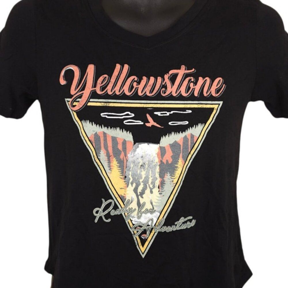 Yellowstone National Park T Shirt Womens Size XS Black Ready For Adventure